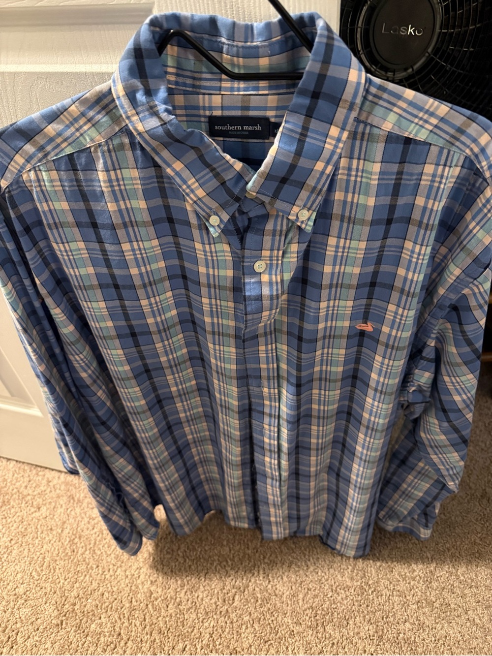 Southern Marsh Blue Plaid Long-Sleeve Button-Down Shirt